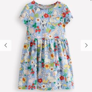 Mini Boden Blue Farm Print Dress, Size 5-6, NWOT
